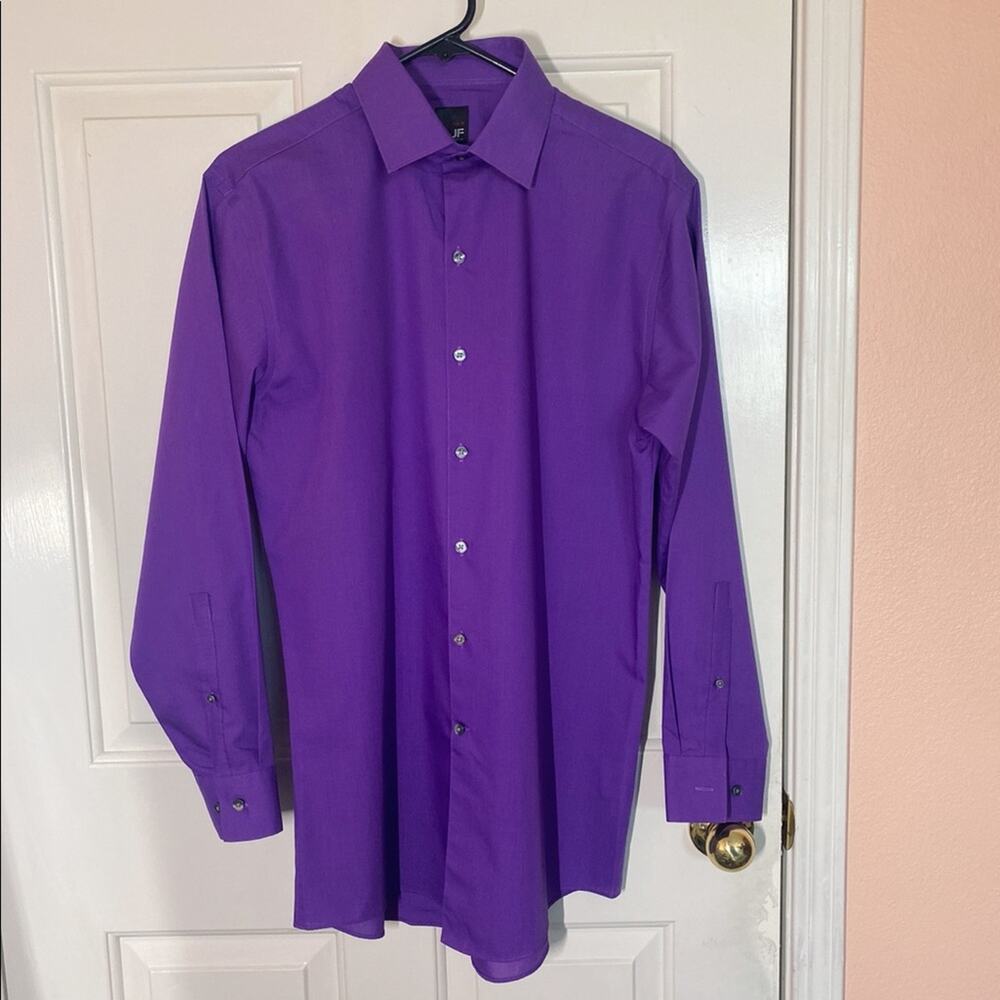 JF J.Ferrar Purple Long Sleeve Slim Fit Dress Shirt Button Down and Collared | M